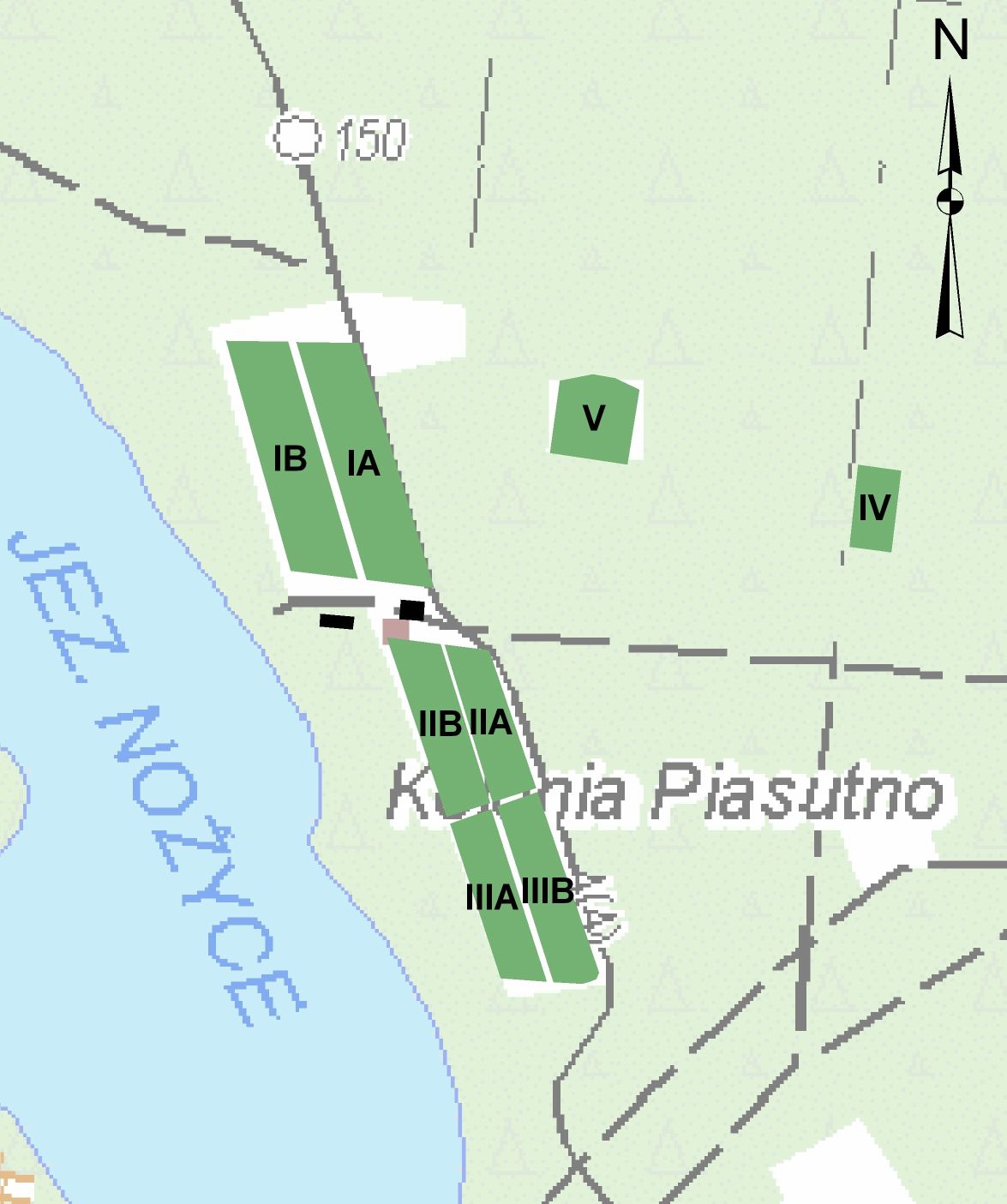 Lokalizacja i rozmieszczenie kwater szkółki Piasutno