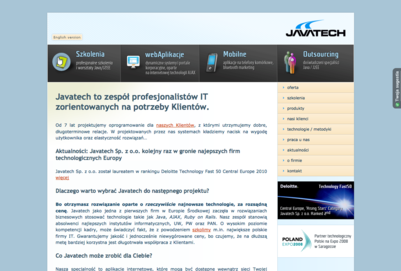Firmowa strona firmy Javatech