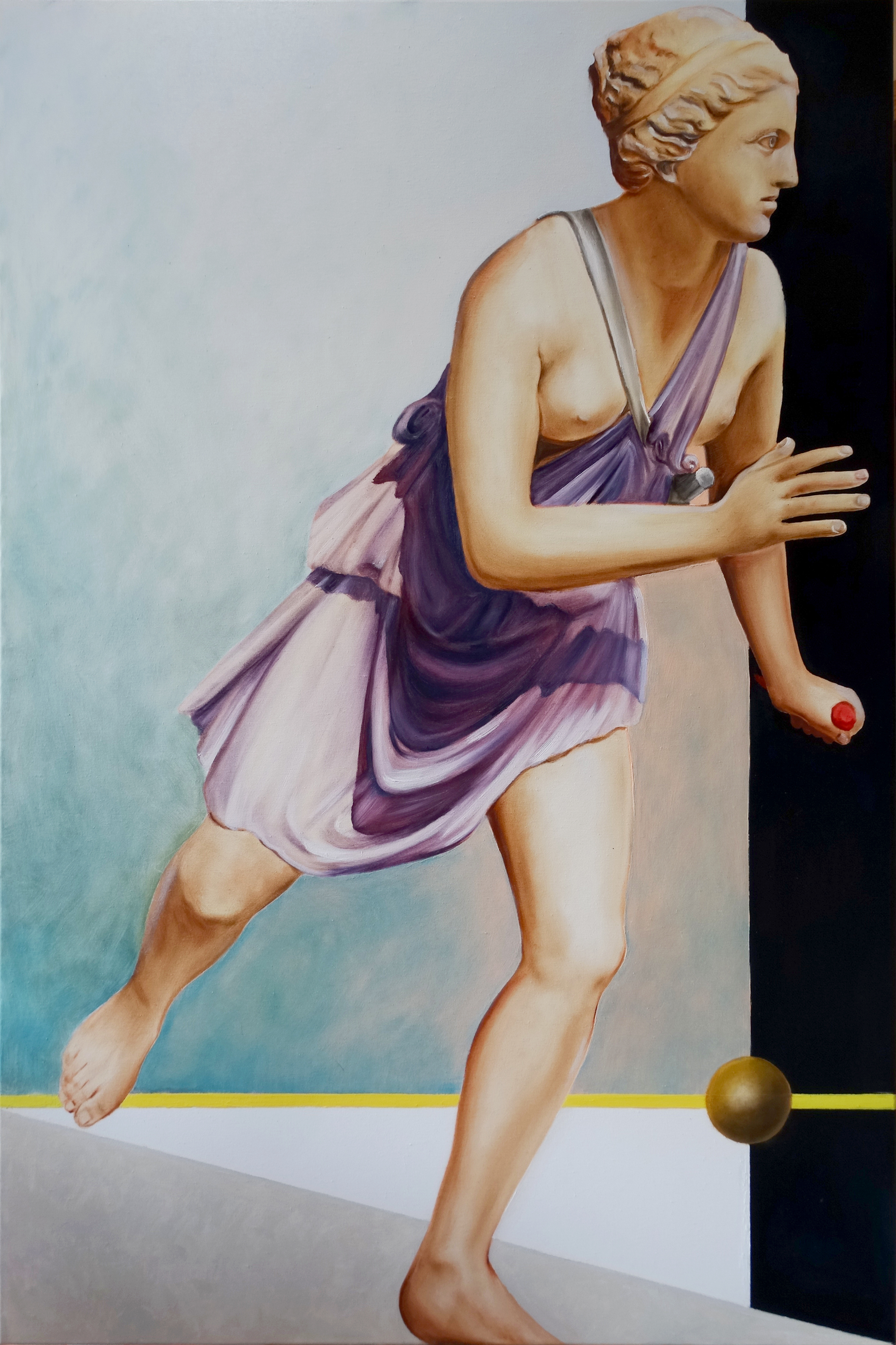 Ćwiczenia grecko-rzymskie -Atalanta, 2020, olej płótno, 120x80 cm 