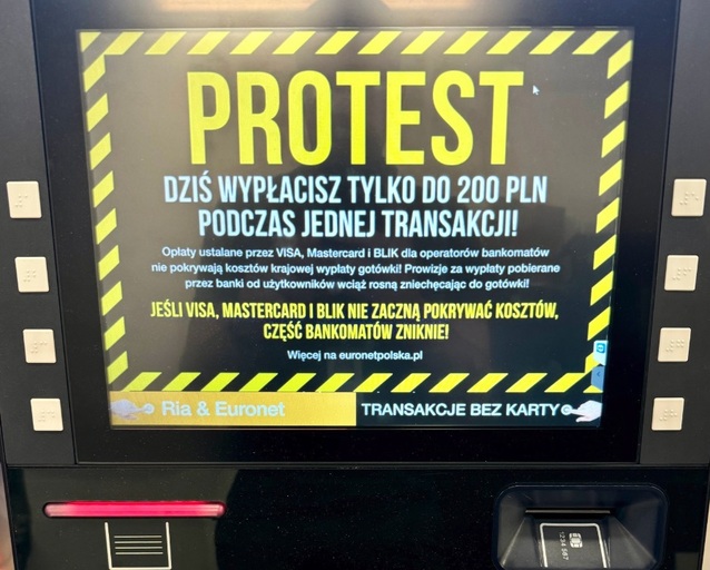 Euronet ogranicza wypłaty gotówki do 200 zł