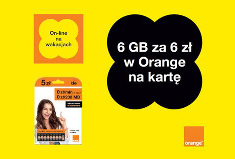 6 GB za 6 zł na wakacje w Orange na kartę