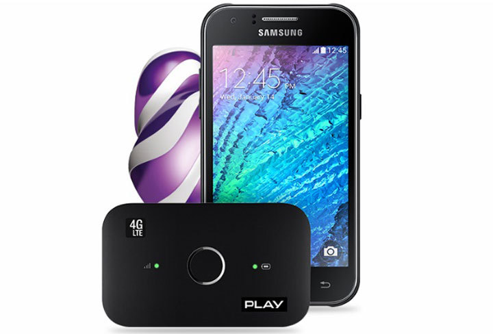 Samsung Galaxy J1 z routerem LTE Huawei E5573 w Play