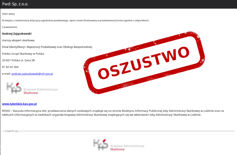 Oszuści znowu podszywają się pod urząd