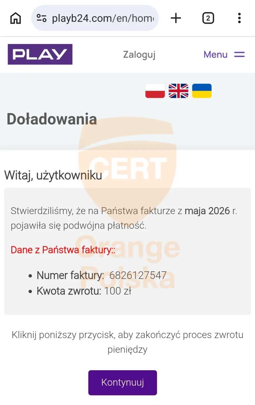 Play na celowniku oszustów