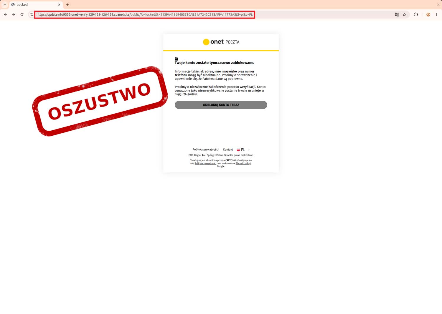 Straszą utratą dostępu do poczty