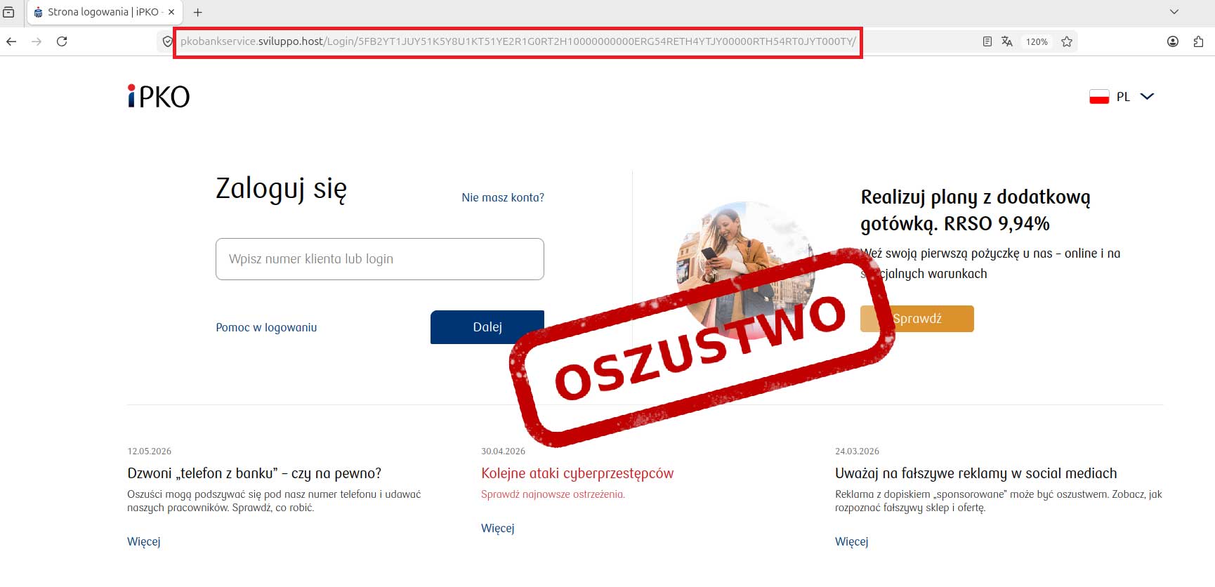 Oszuści podszywają się pod banki