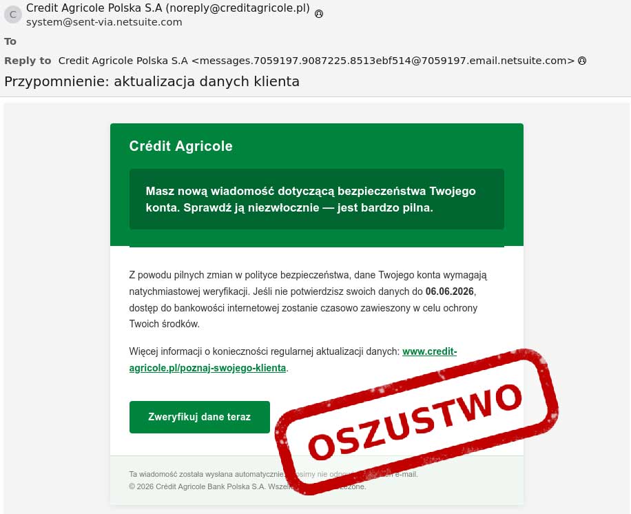 Oszuści podszywają się pod banki