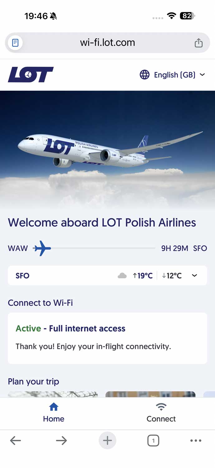 Sprawdziliśmy internet w Dreamlinerze LOT-u do San Francisco