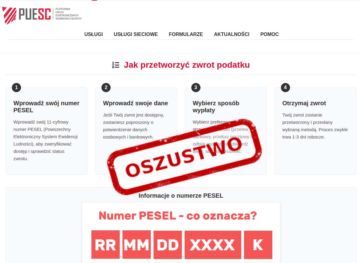 Fałszywy zwrot podatku