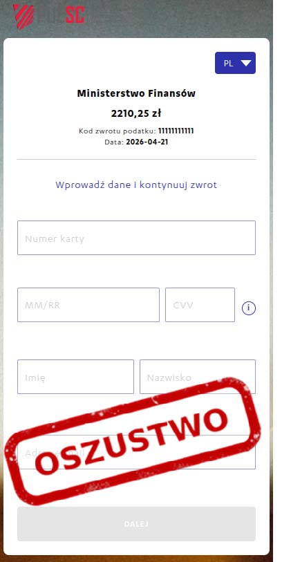 Fałszywy zwrot podatku