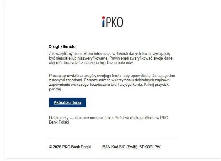 Oszuści podszywają się pod PKO - chcą wyłudzić dane logowania