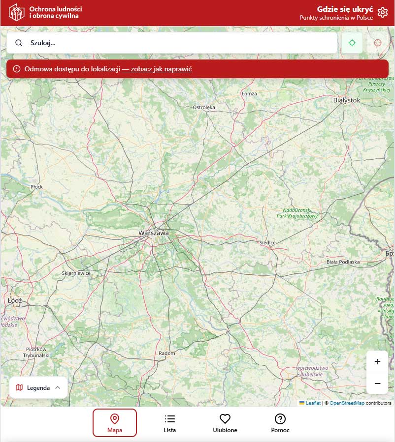 Nowa aplikacja MSWiA: mapa miejsc schronienia w całej Polsce