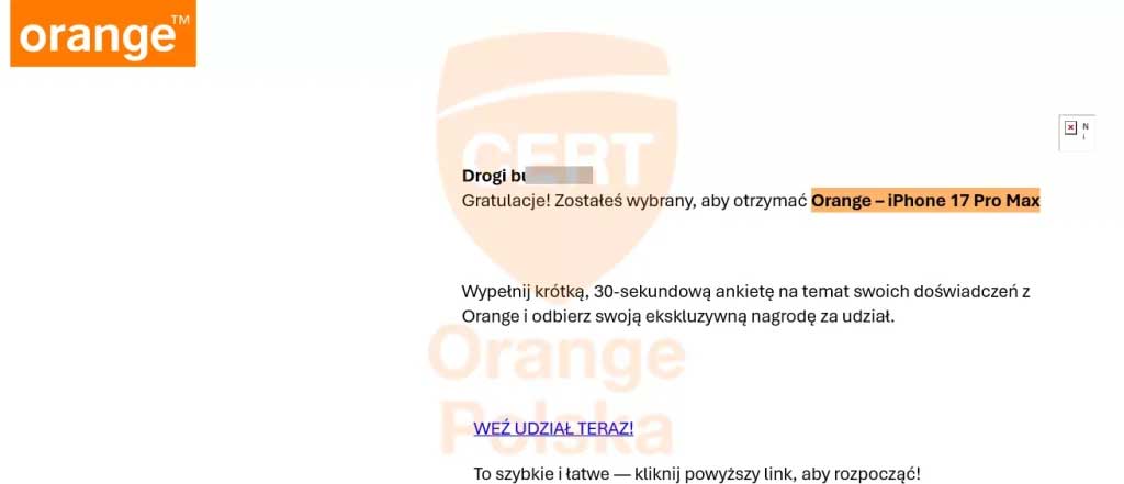 Nie, nie wygrałeś iPhone’a – Orange CERT ostrzega przed scamem