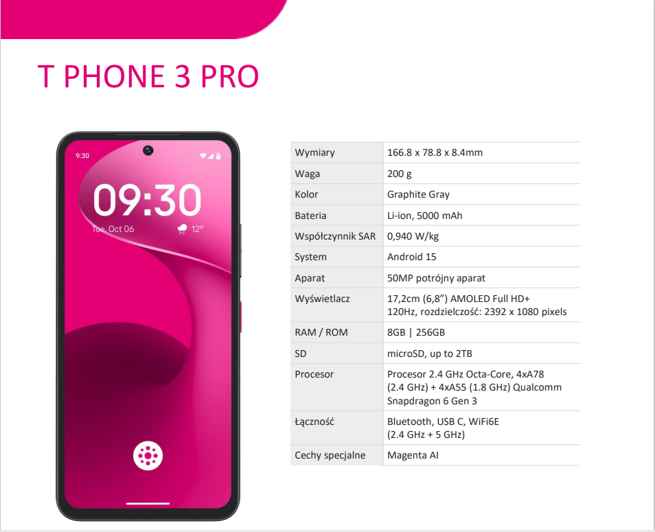 T Phone 3 Pro: kolejny model w portfolio T-Mobile – znamy cenę i specyfikację
