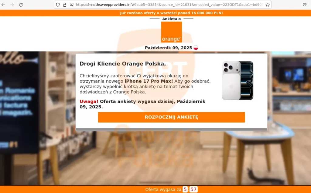 Nie, nie wygrałeś iPhone’a – Orange CERT ostrzega przed scamem