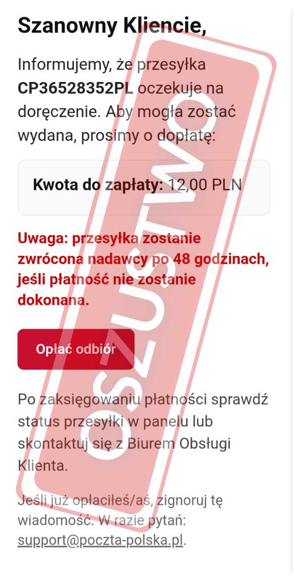 Podszywają się pod Pocztę Polską - nowa fala oszustw w sieci