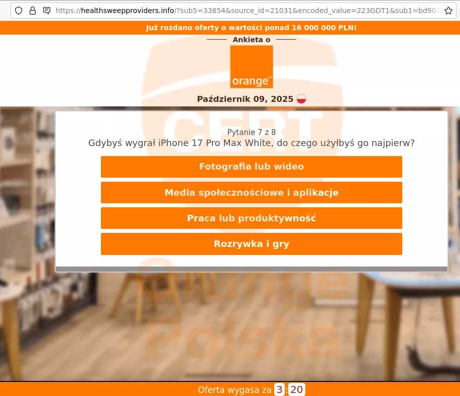 Nie, nie wygrałeś iPhone’a – Orange CERT ostrzega przed scamem