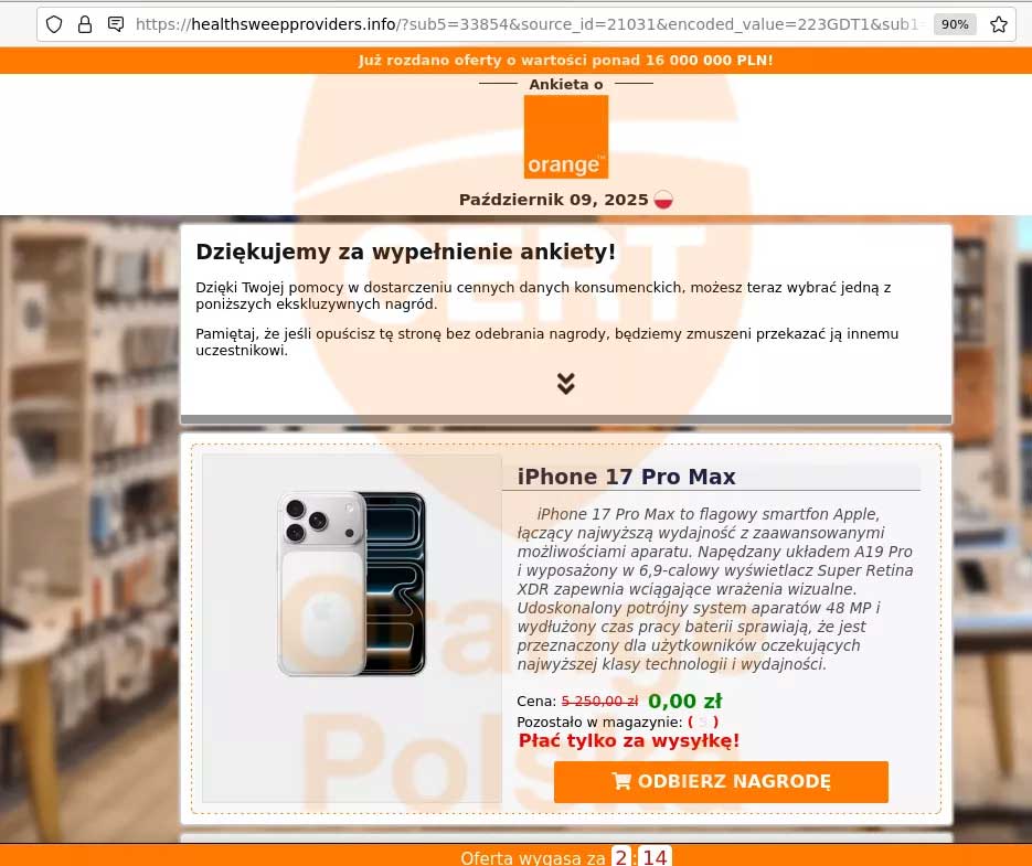 Nie, nie wygrałeś iPhone’a – Orange CERT ostrzega przed scamem