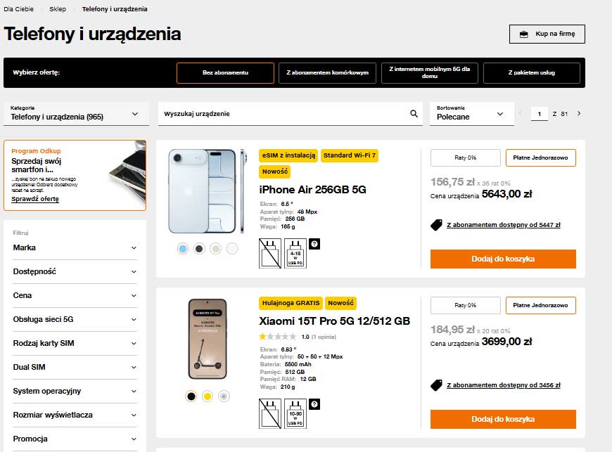 Orange mocny konkurent ze sklepami z elektroniką – oto co oferuje nam pomarańczowy esklep 