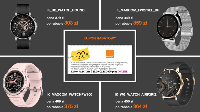 Promocja na zegarki sportowe i eleganckie w Orange