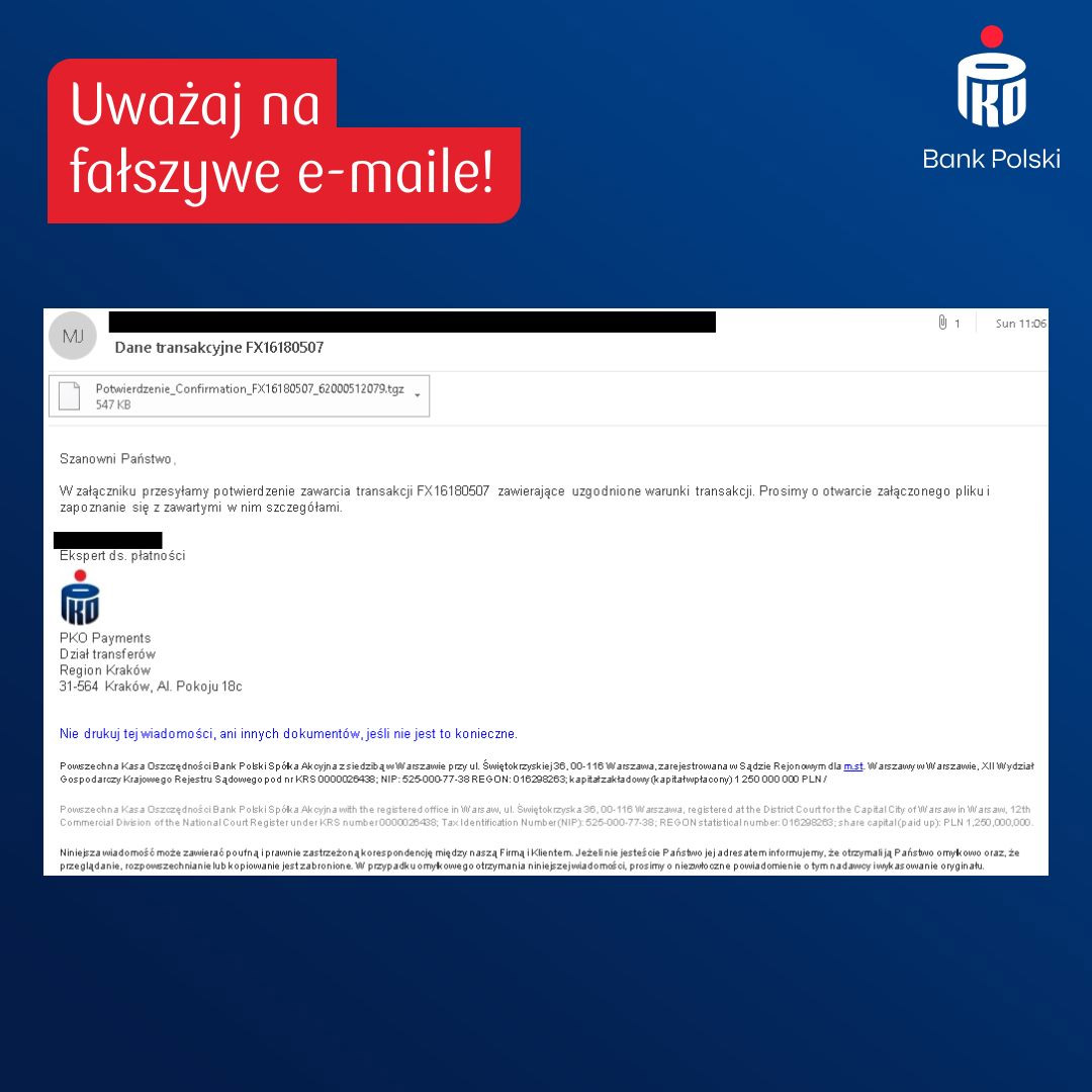 Podszywają się pod znany bank