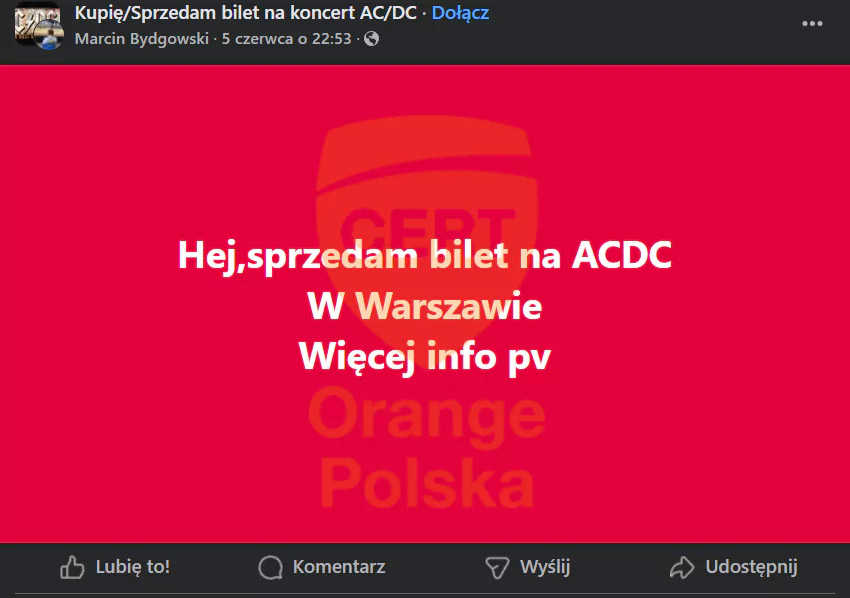 Uwaga na fałszywe strony z biletami na koncerty