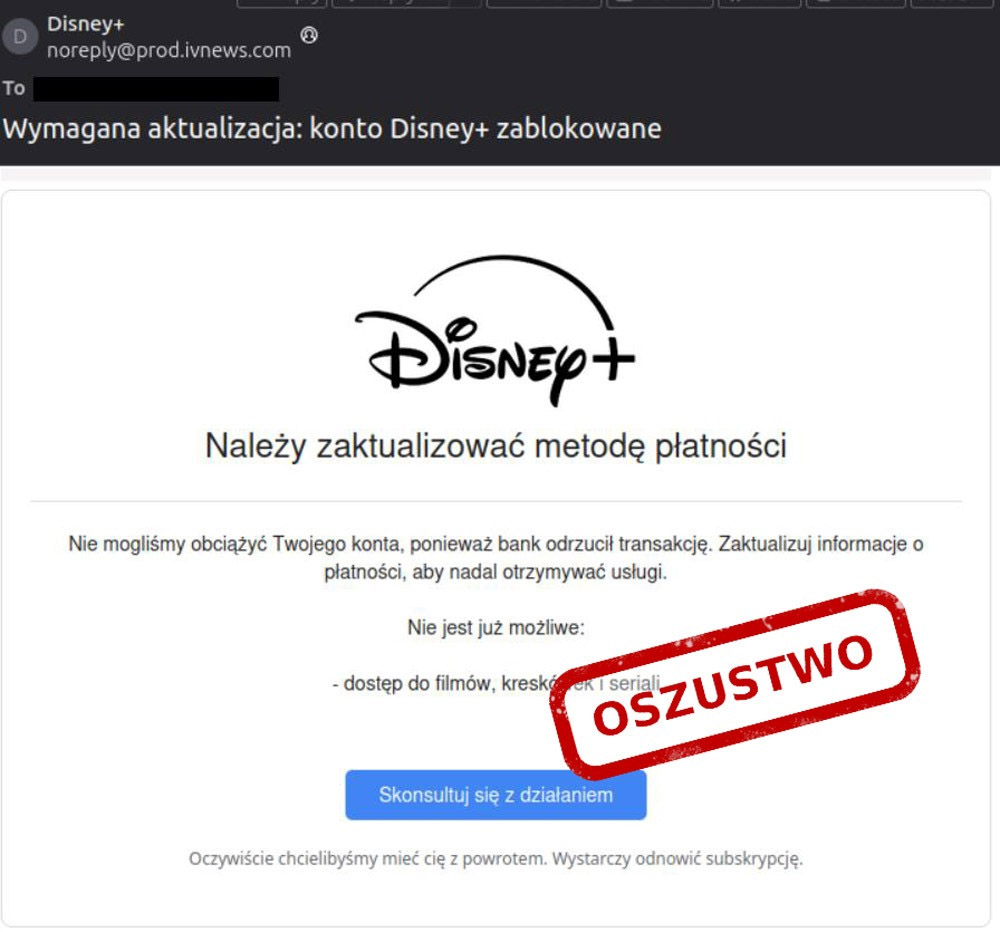 Podszywają się pod Disney+ i kradną dane