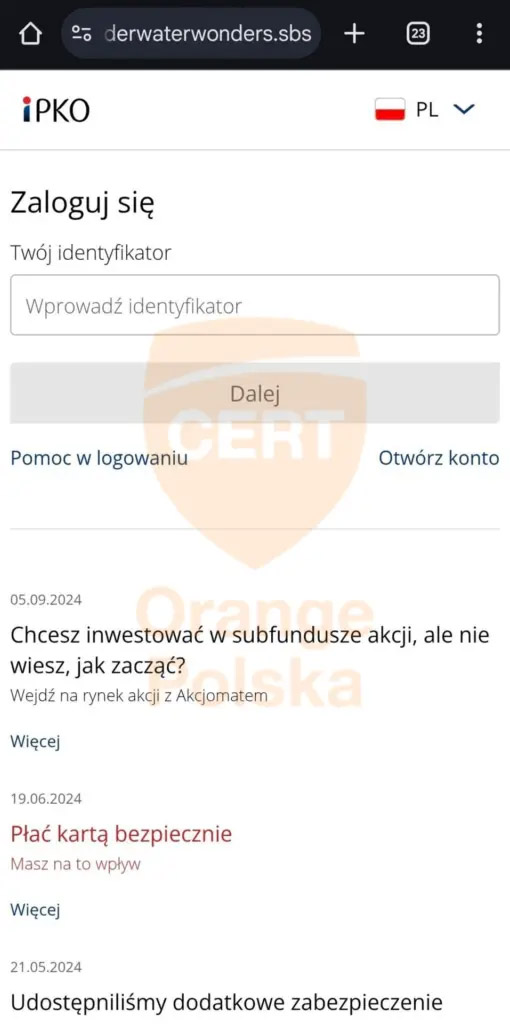 Orange ostrzega klientów PKO PB