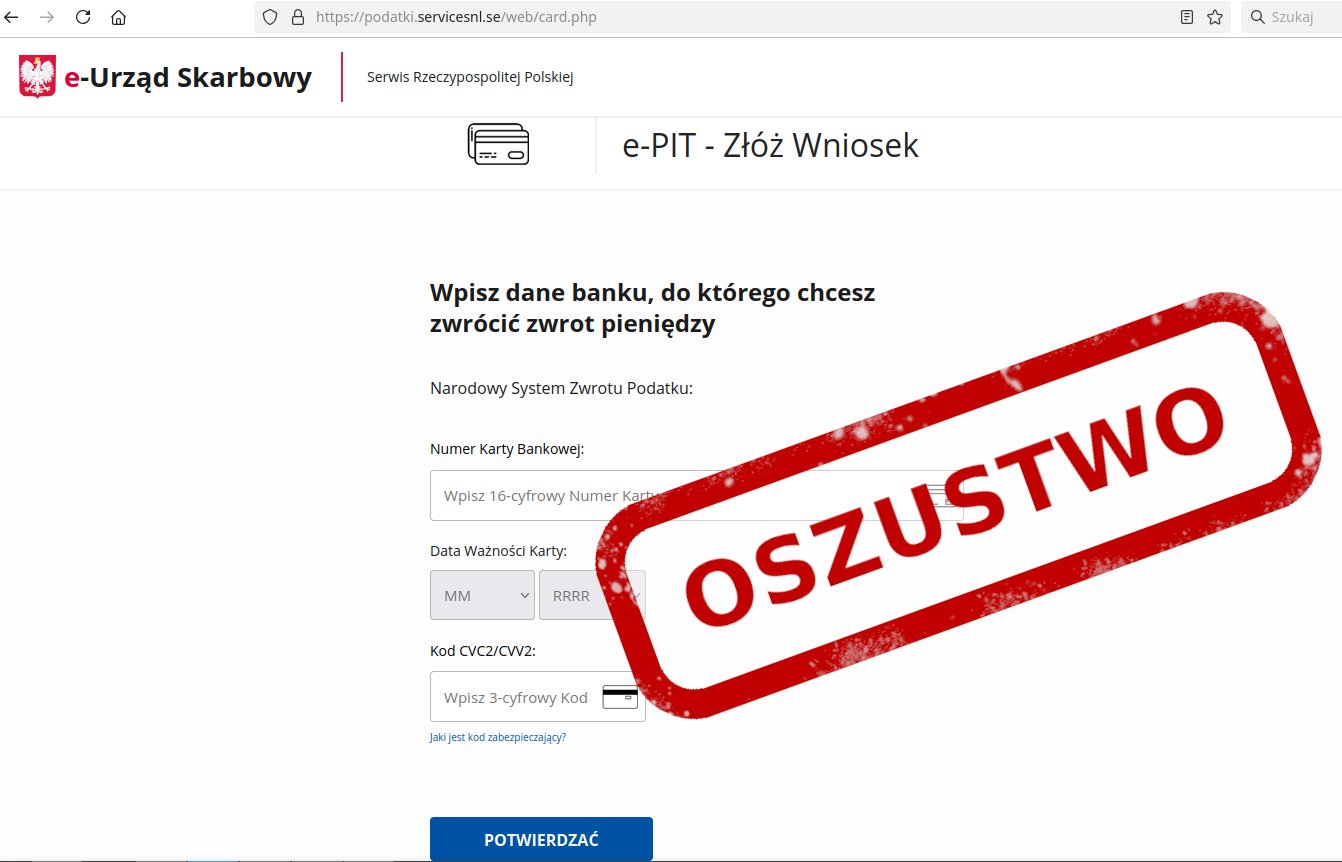 Fałszywe wiadomości o zwrocie nadpłaconego podatku