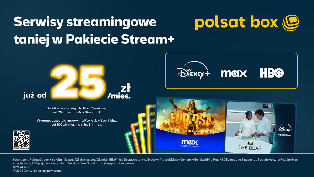 W Polsat Box pakiet Stream+ z Disney+ i Max od 25 zł 