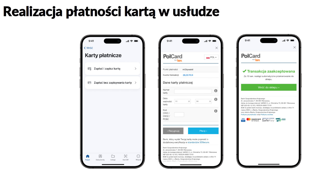 Płatności kartami dostępne w aplikacji mObywatel