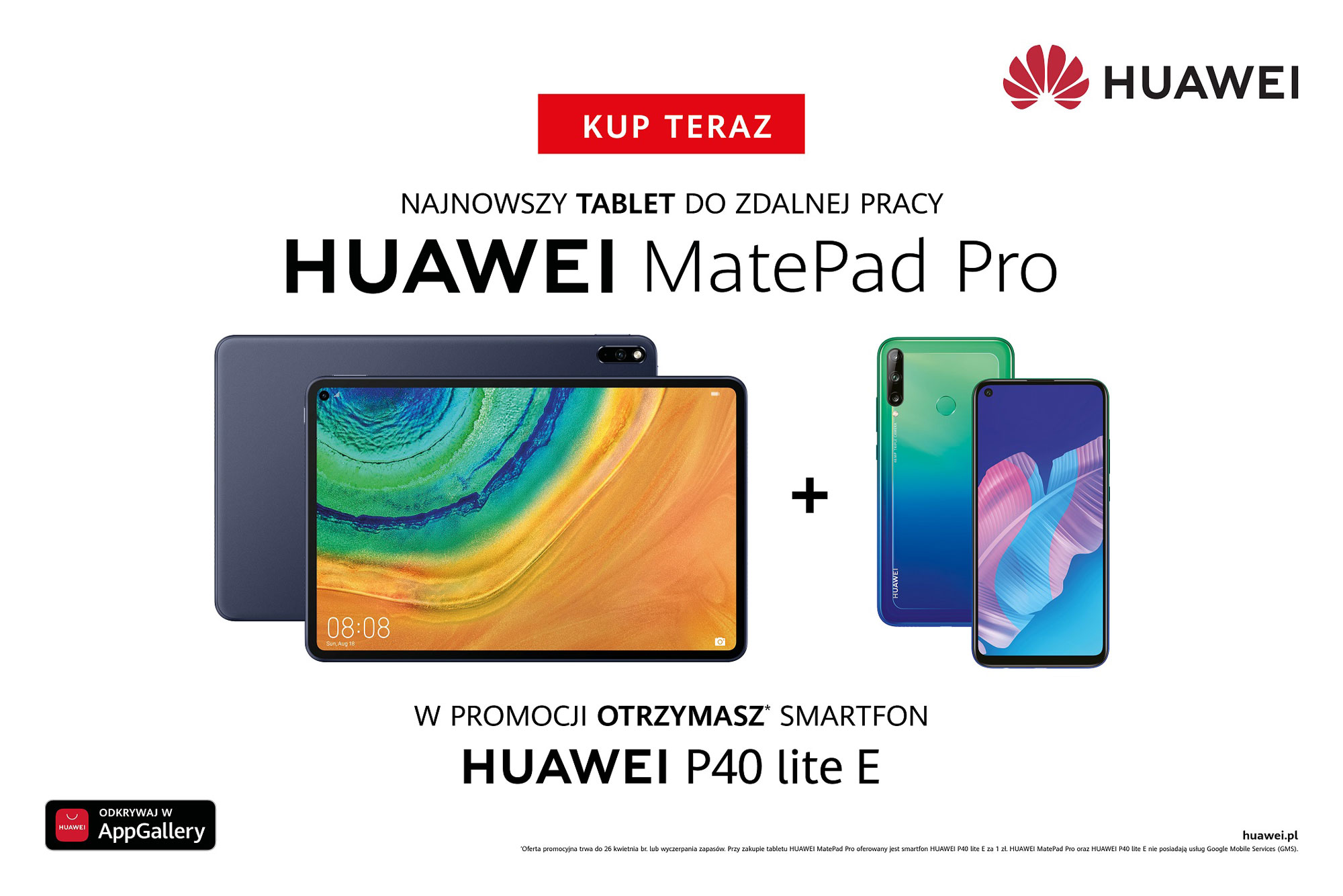 P40 lite E za 1 zł razem z tabletem Huawei MatePad Pro