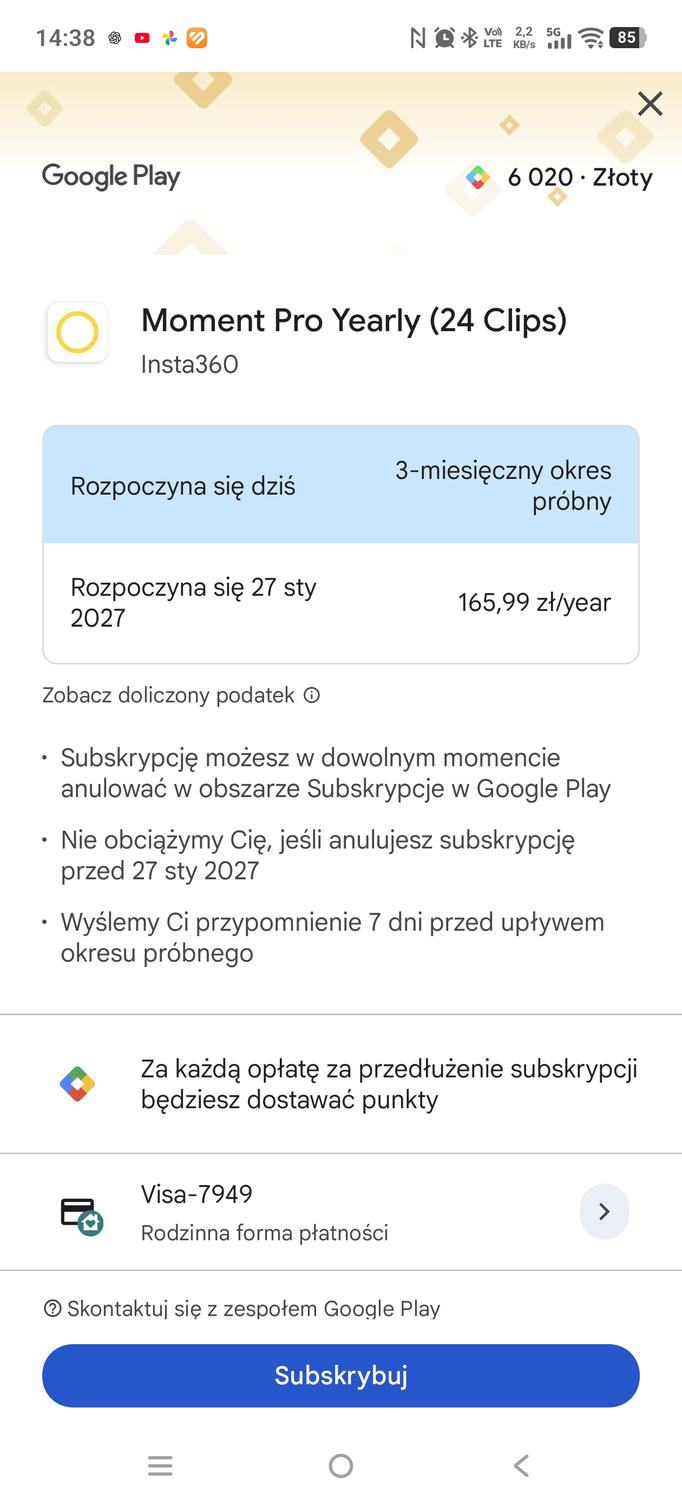 Insta360 X6 - zrzuty ekranu aplikacji