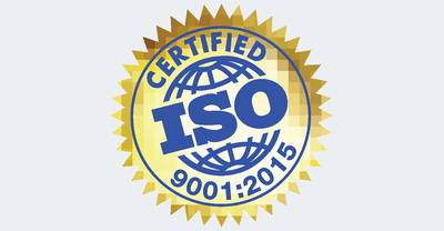 Logo certyfikatu ISO 9001:2015, otrzymanego przez Vavatech.
