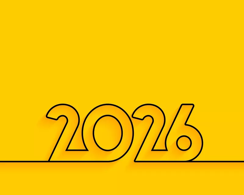 Napis 2026 na żółtym tle