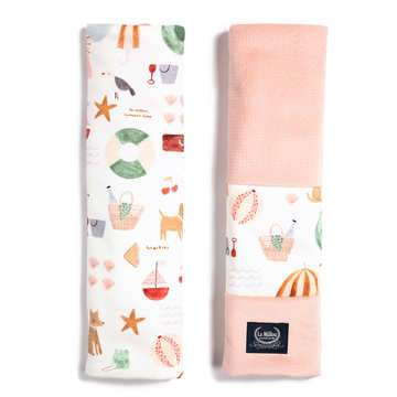 ORGANIC JERSEY COLLECTION - SEATBELT COVER - FRENCH RIVIERA GIRL - VELVET POWDER PINK