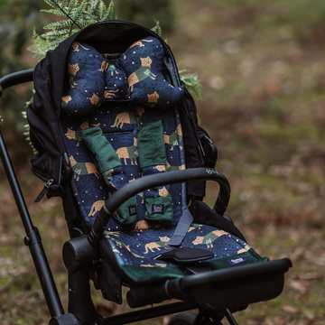 ORGANIC JERSEY COLLECTION - STROLLER PAD - TIGER JERRY - VELVET FOREST GREEN
