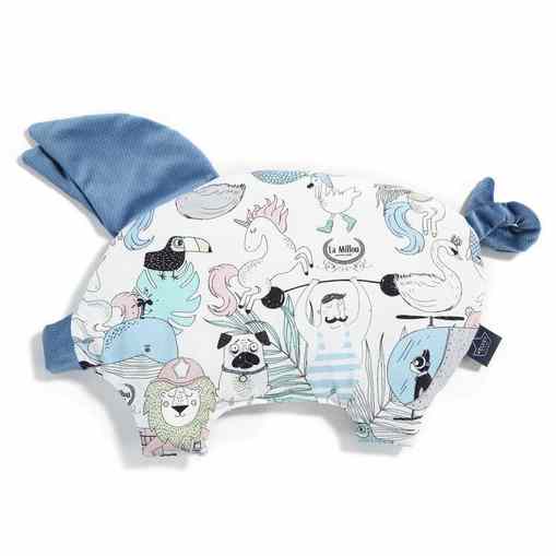 LA MILLOU FAMILY SLEEPY PIG PILLOW (BLUE)