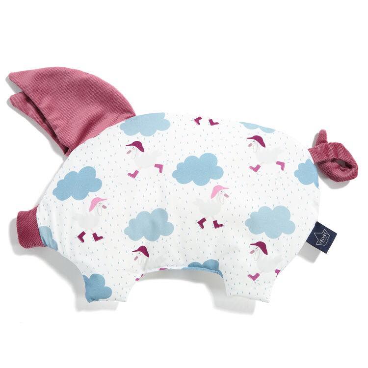 DANCING IN THE RAIN SLEEPY PIG PILLOW (MULBERRY)