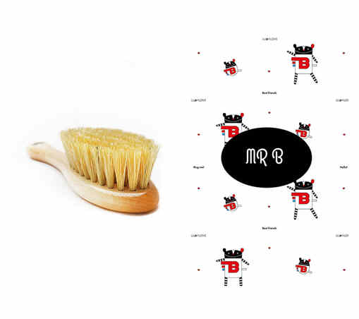 MR B SET NATURAL SOFT BRISTLE HAIRBRUSH AND MUSLIN TOWEL