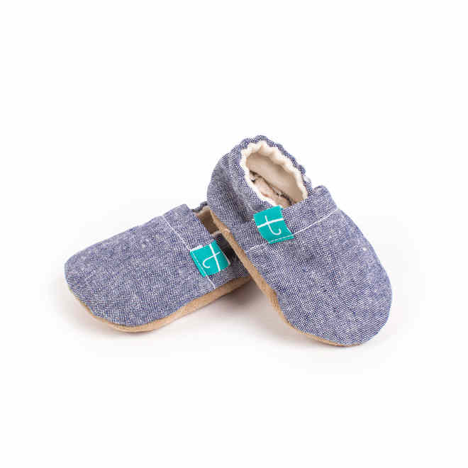 TITOT SLIPPERS NAVY CHAMBREY 9-12 MONTHS