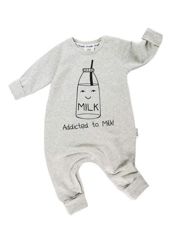 MILK ADDICTED ROMPER (GREY) 0-3 MONTHS
