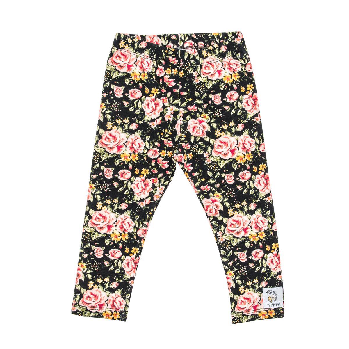 BLACK ROSES FLORAL LEGGINGS  MONTHS 0-3 MONTHS