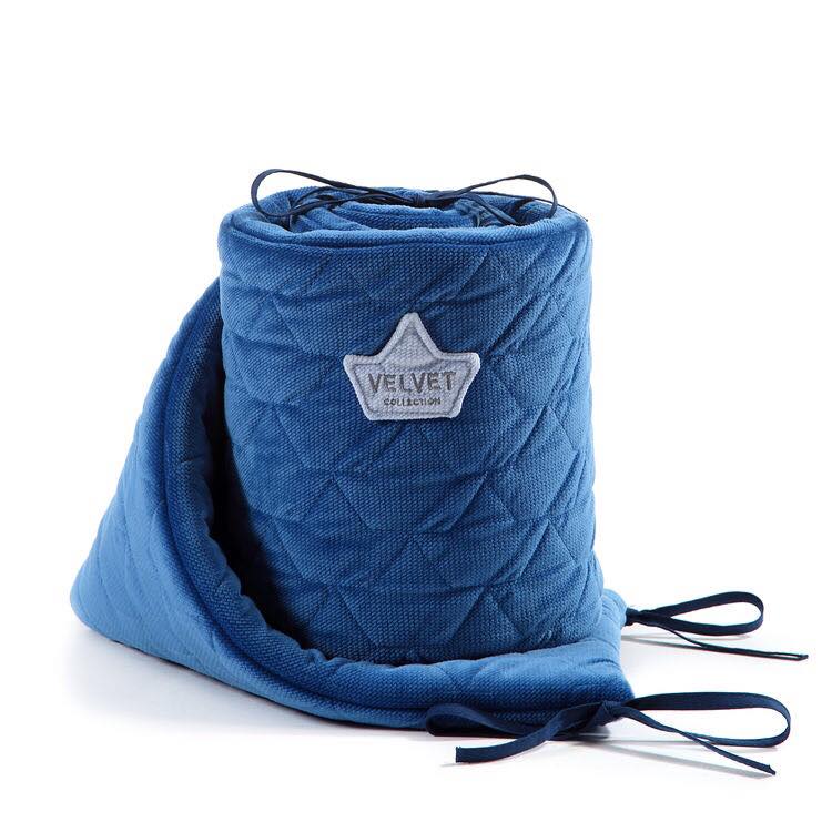 VELVET COT BUMPER (NAVY)