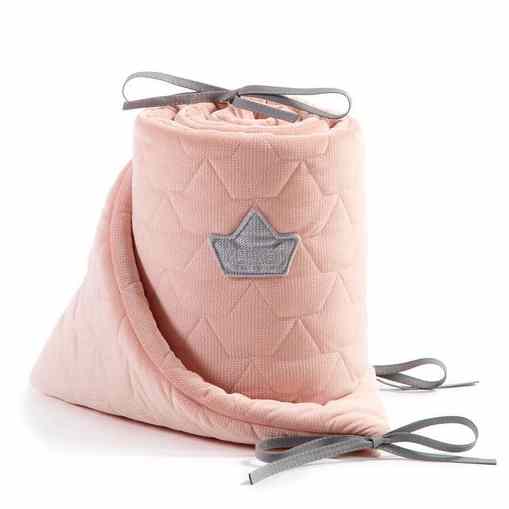 VELVET COT BUMPER (POWDER PINK)