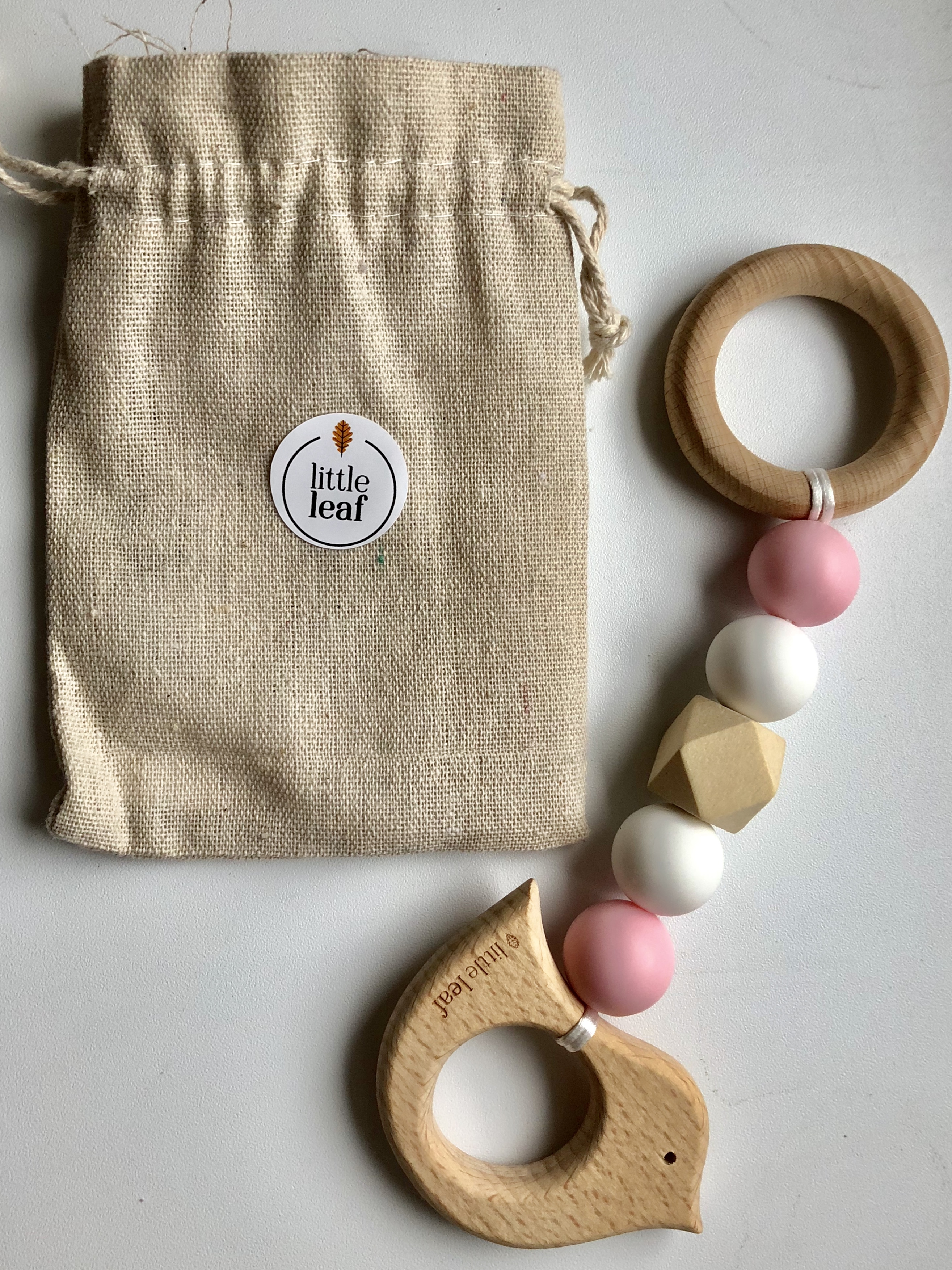 Little Leaf Educational Pendant S (bird pink&white)