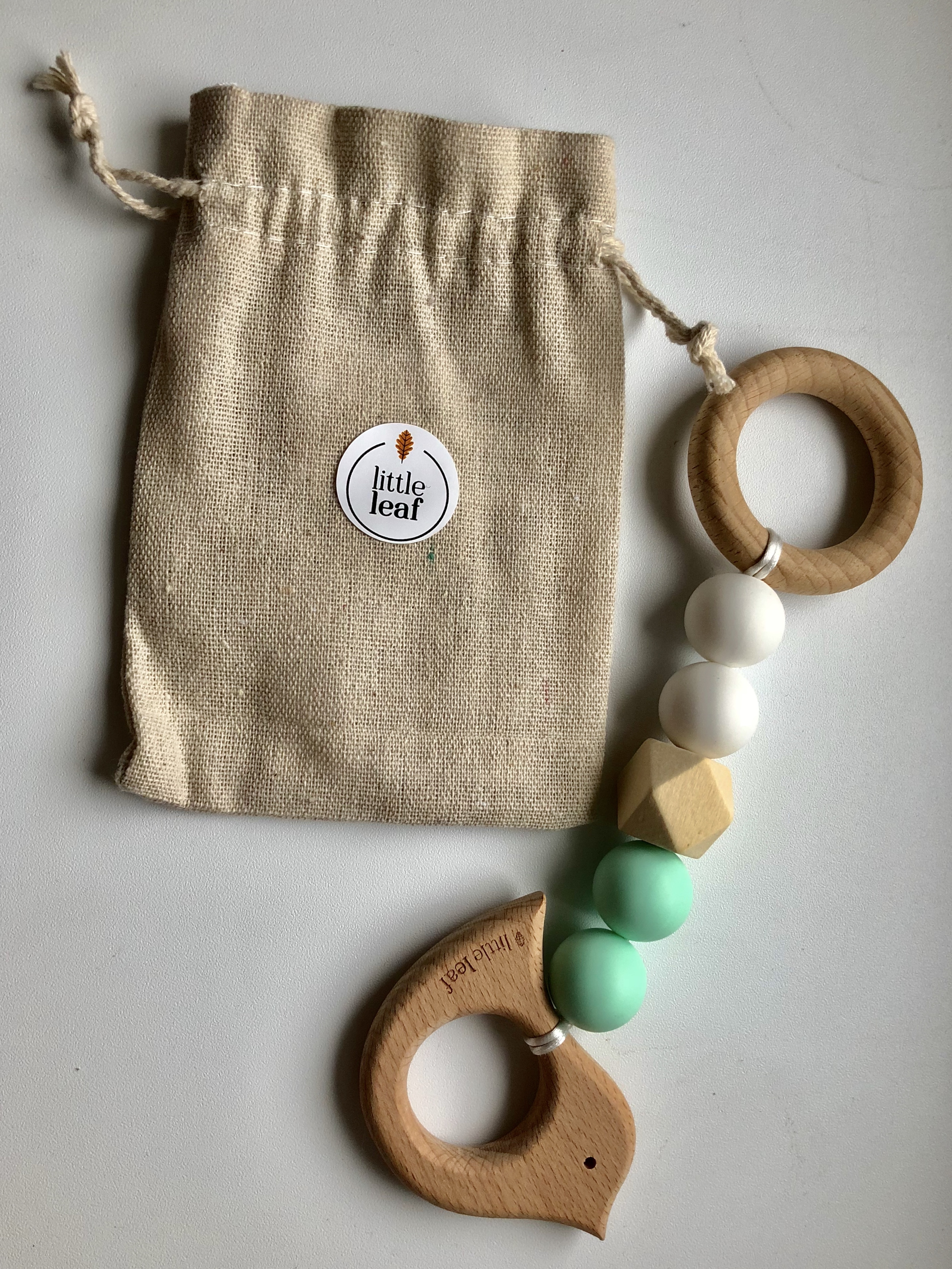 Little Leaf Educational Pendant S (bird mint&white)