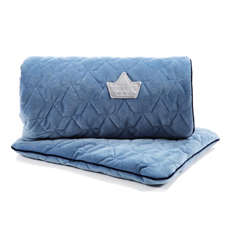 VELVET BLANKET & MID PILLOW | DENIM