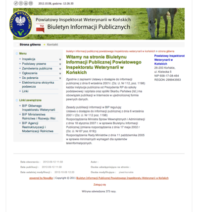 Biuletyn Informacji Publicznej Powiatowego Inspektoratu Weterynarii w Końskich