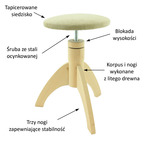 Taboret pianinowy kolor ciemny orzech mat